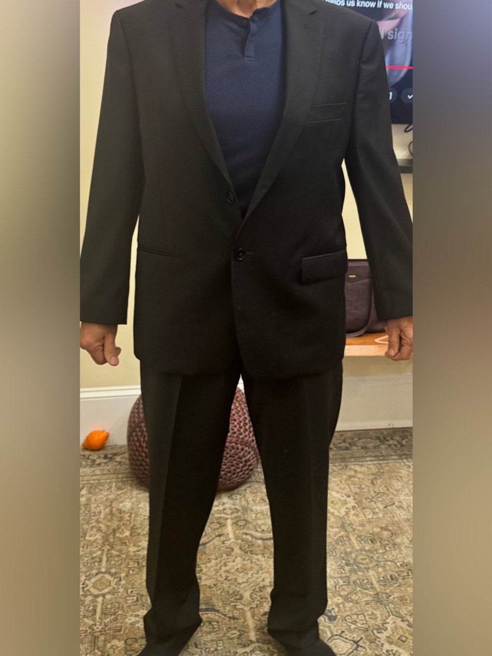 Calvin Klein Men's Black Two-Button Suit Jacket and Trousers